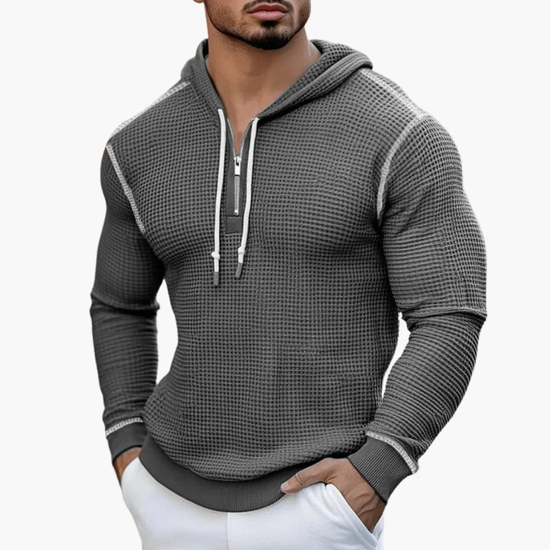 Stylish Waffle Hoodie with Long Sleeves for Men