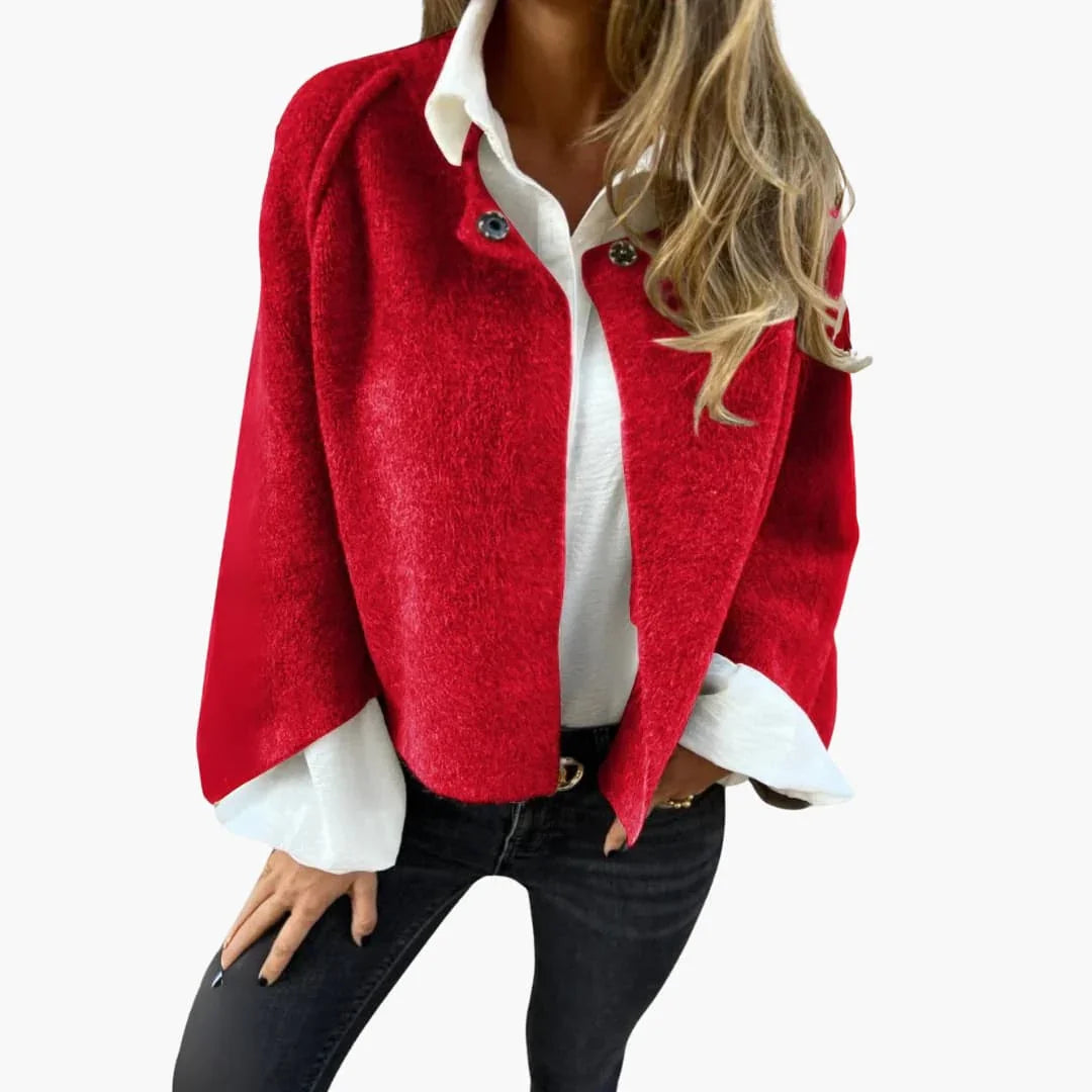 Women's Jacket with Round Neckline and Long Sleeves