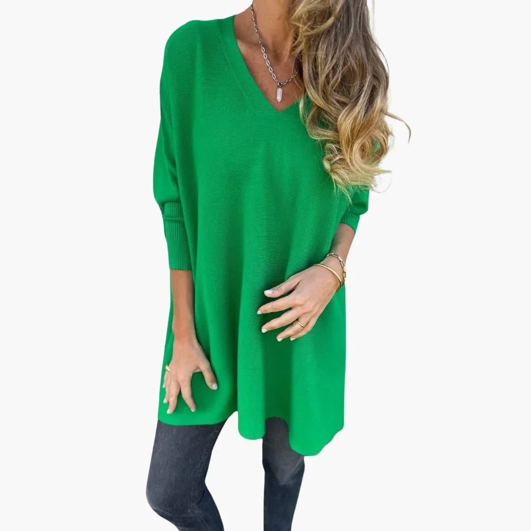 Modern, loose-fitting V-neck sweater for women