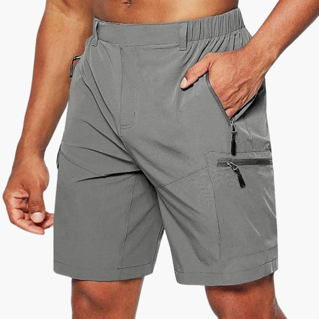 Men's Cargo Shorts with Zipper Pockets and Ripstop Fabric