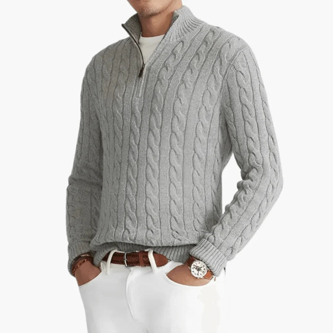 Men's Knit Sweater with Zipper  Winter Sweater