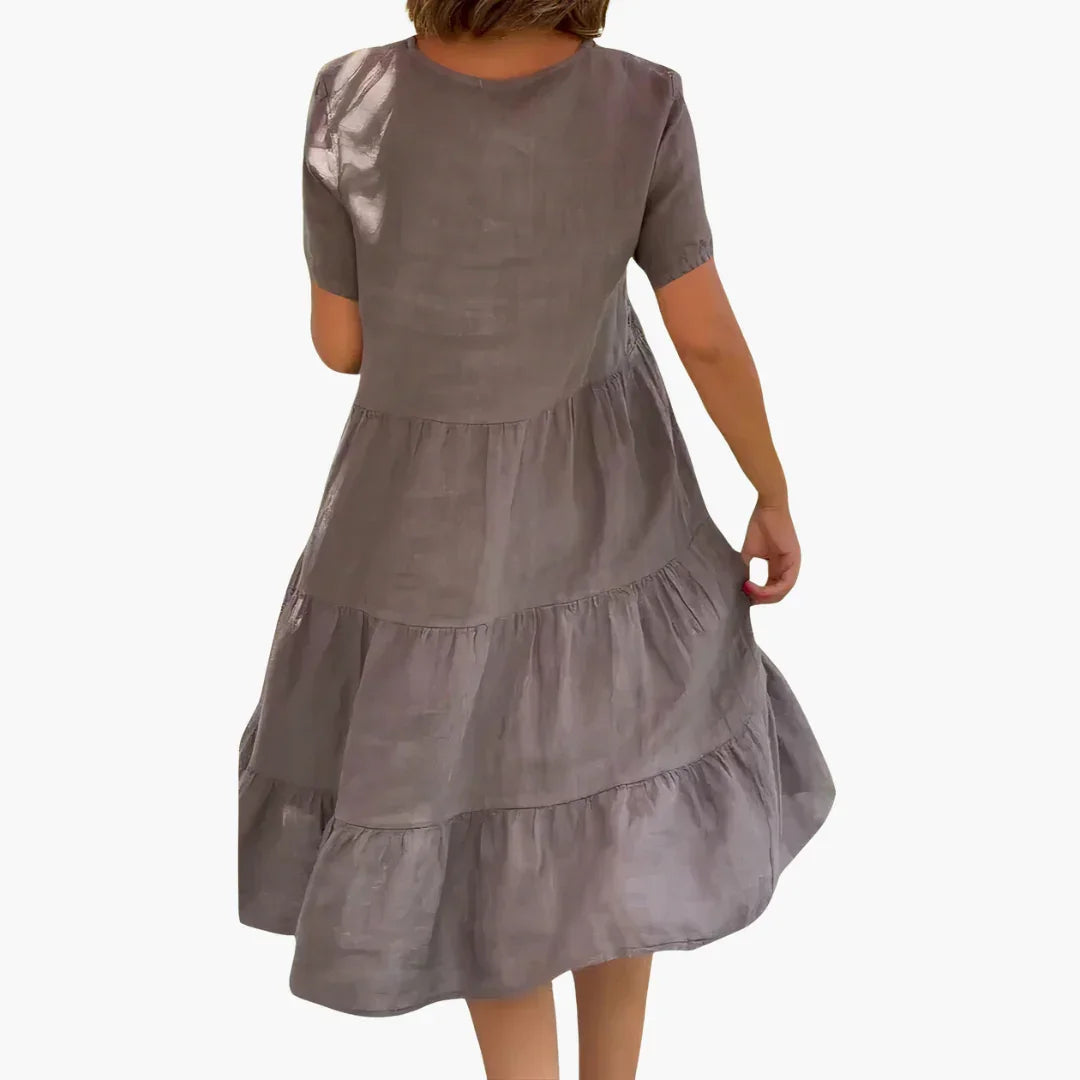Flowing V-Neck Dress for Women - Relaxed Fit