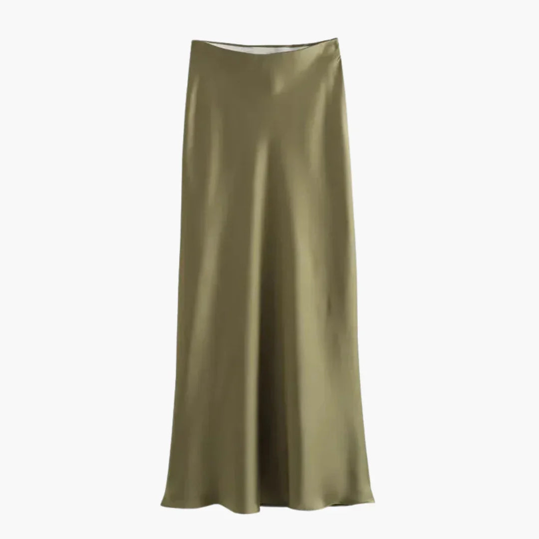 Flowing Satin Midi Skirt for Women