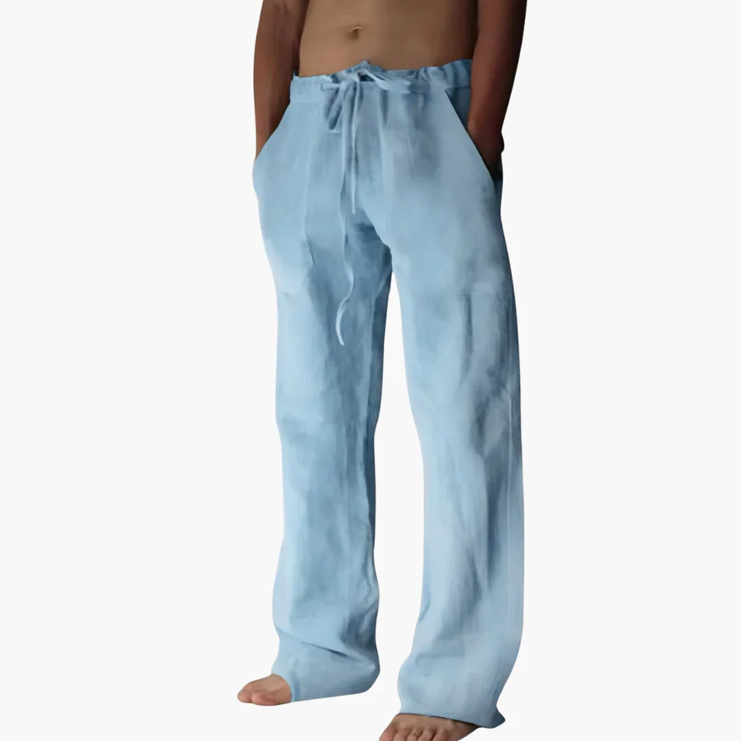 Men's Linen Casual Pants with Drawstring for Summer