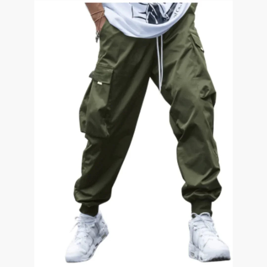Men's Cargo Jogger Pants with Drawstring and Elastic Cuffs