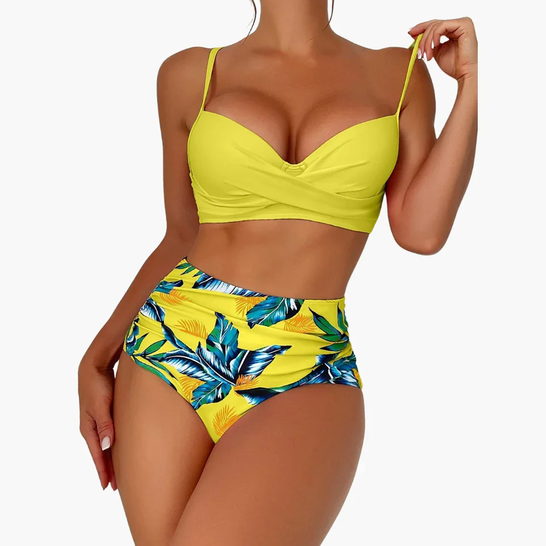 Push Up Bikini - Women's High Waist Two-Piece with Pattern