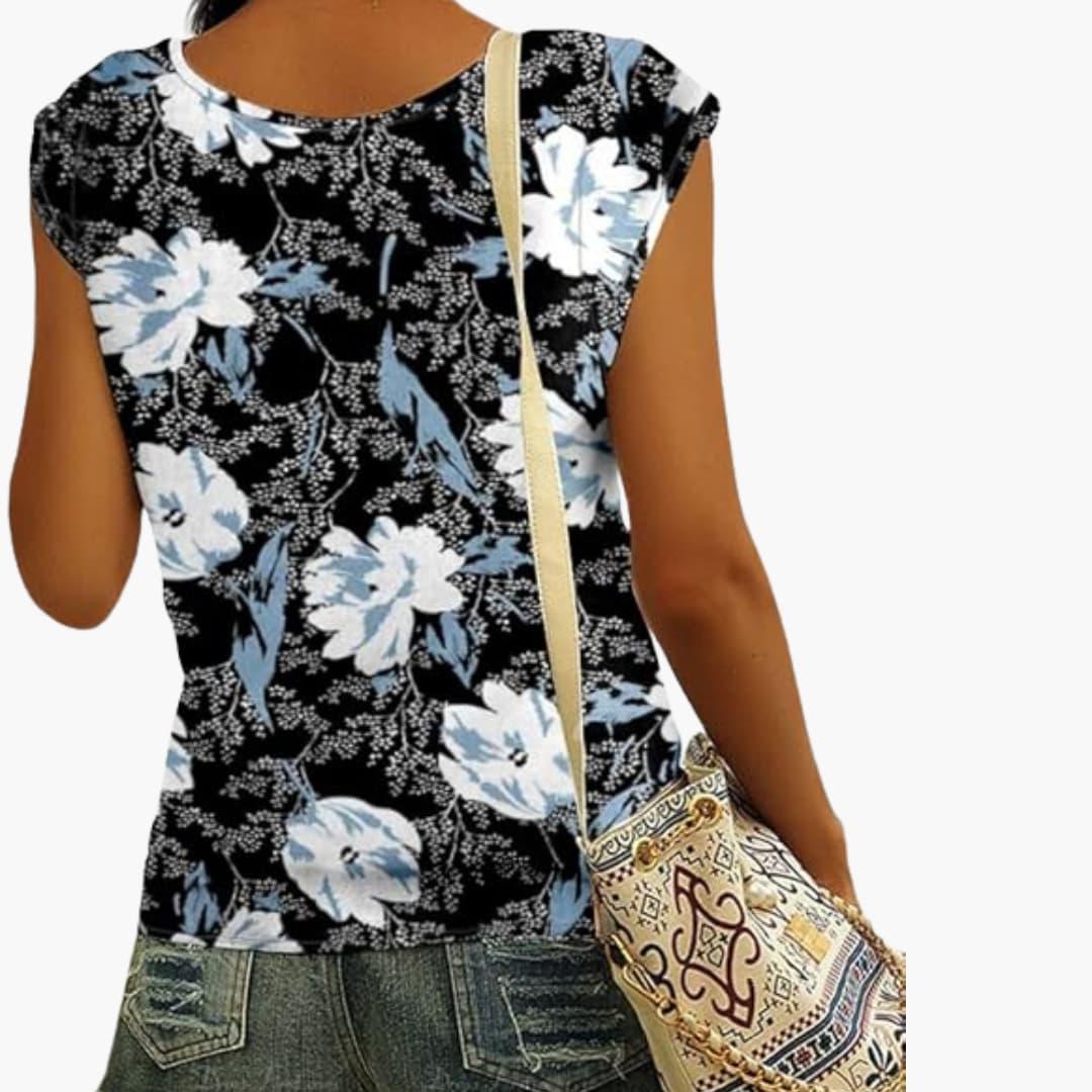 Womens V-Neck Shirt with Cap Sleeves for Summer