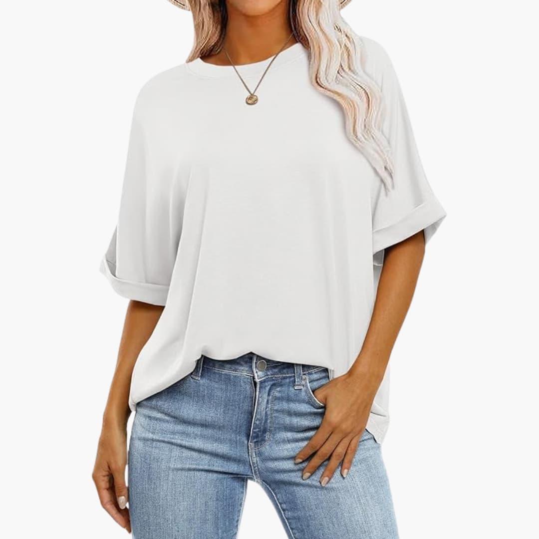 Women's Oversize T-Shirt with Round Neck and Short Sleeves