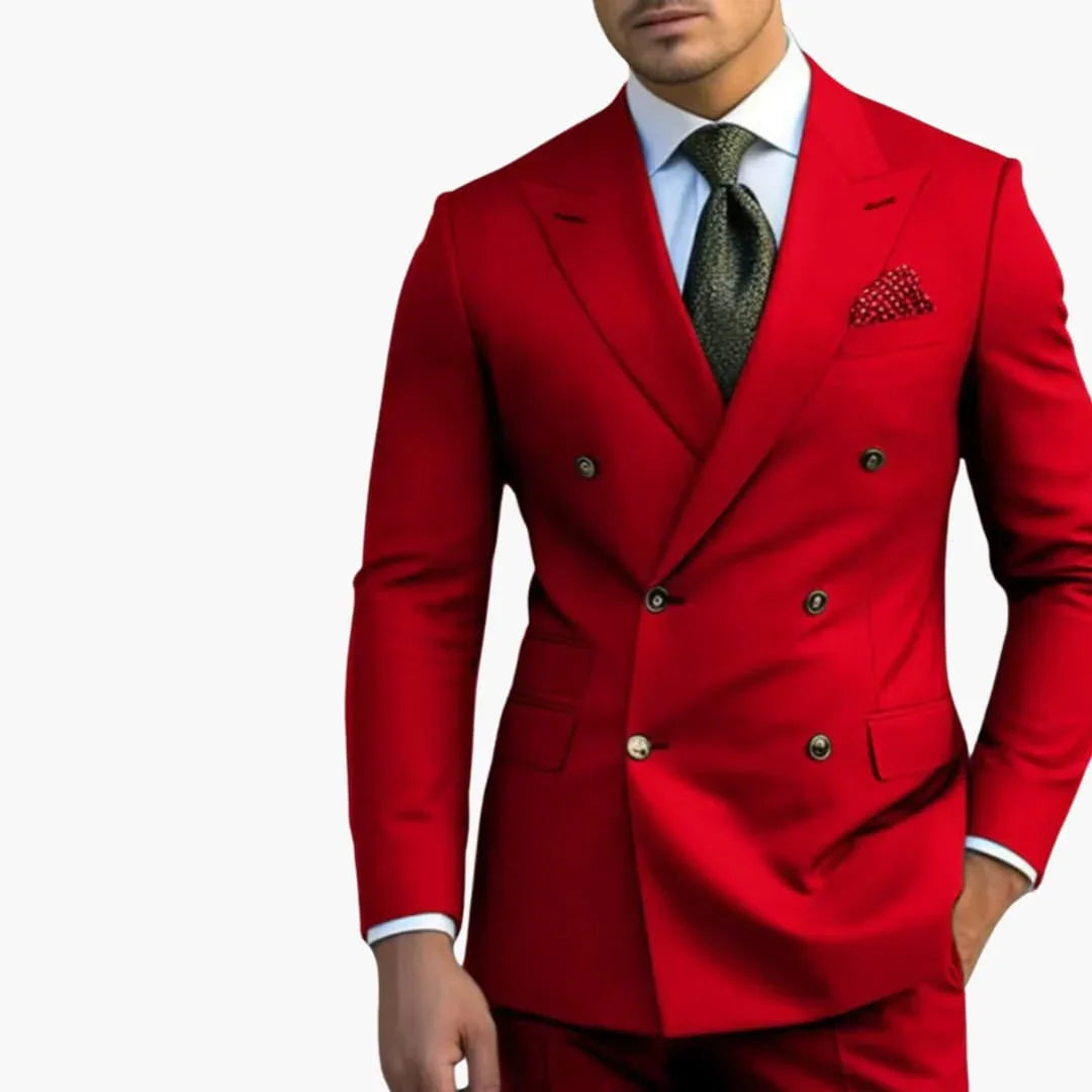 Men's Suit with Lapel Collar and Matching Trousers