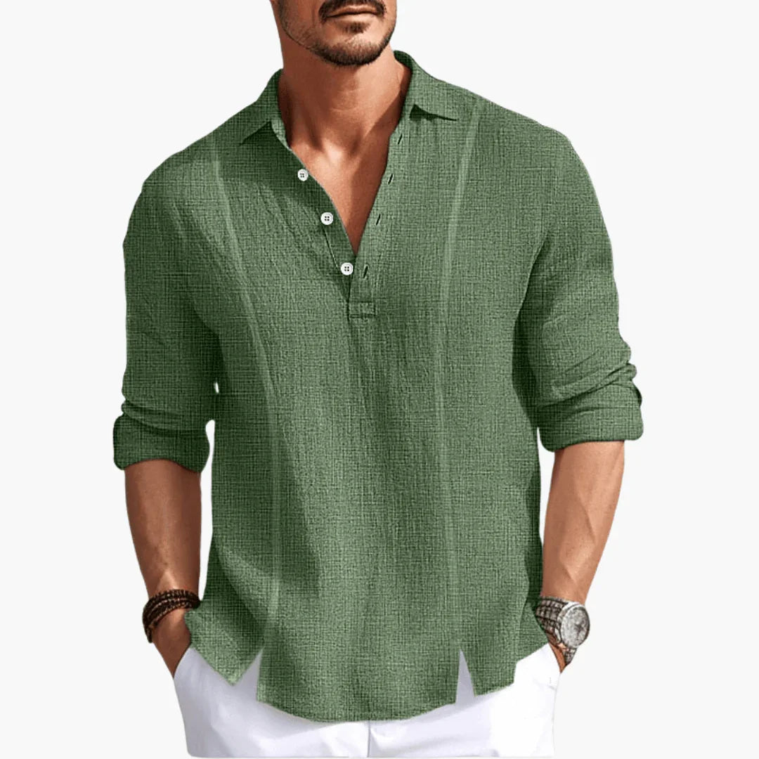 Men's Shirt - Casual Button-Up Long Sleeve Blouse for Summer