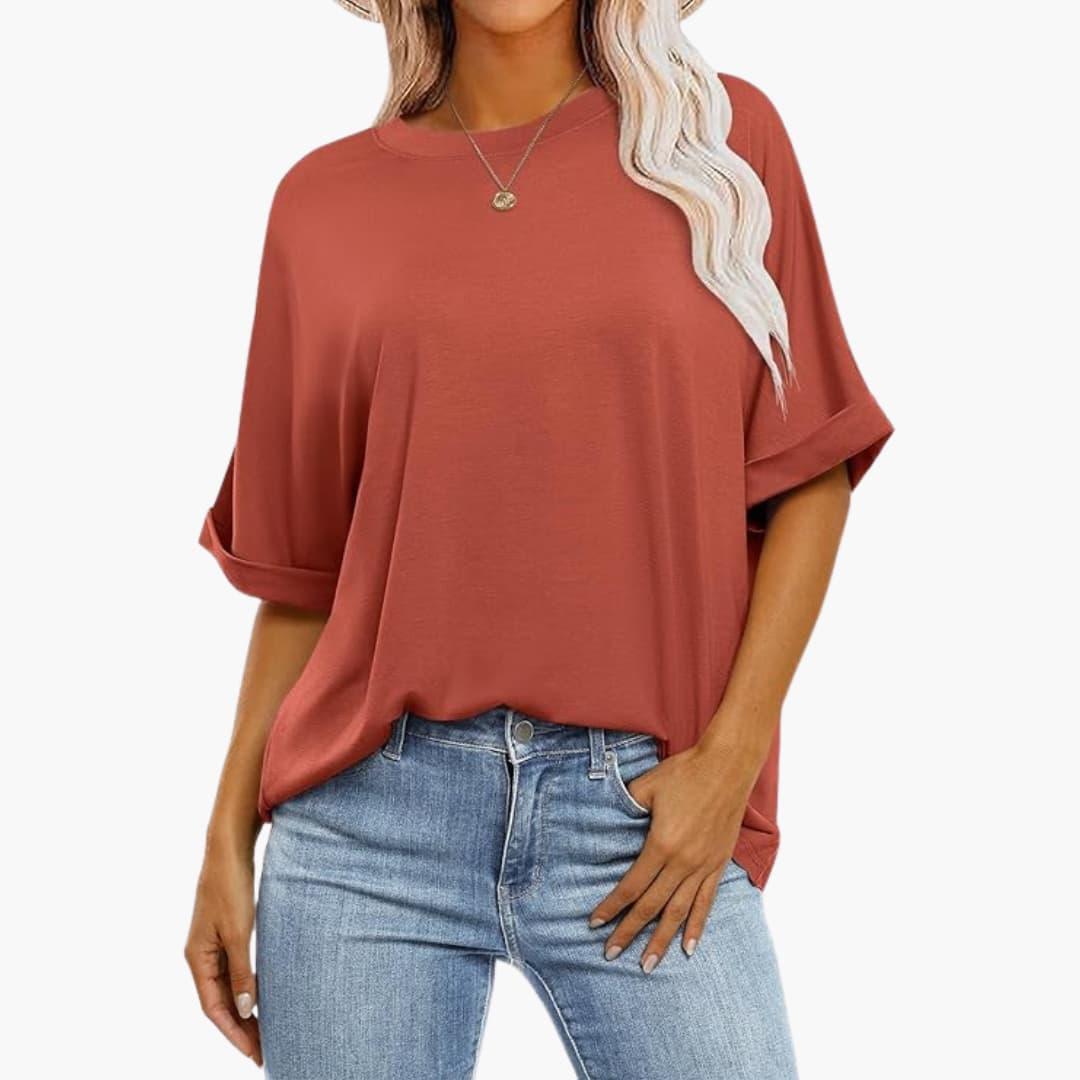 Women's Oversized T-Shirt with Round Neck and Short Sleeves