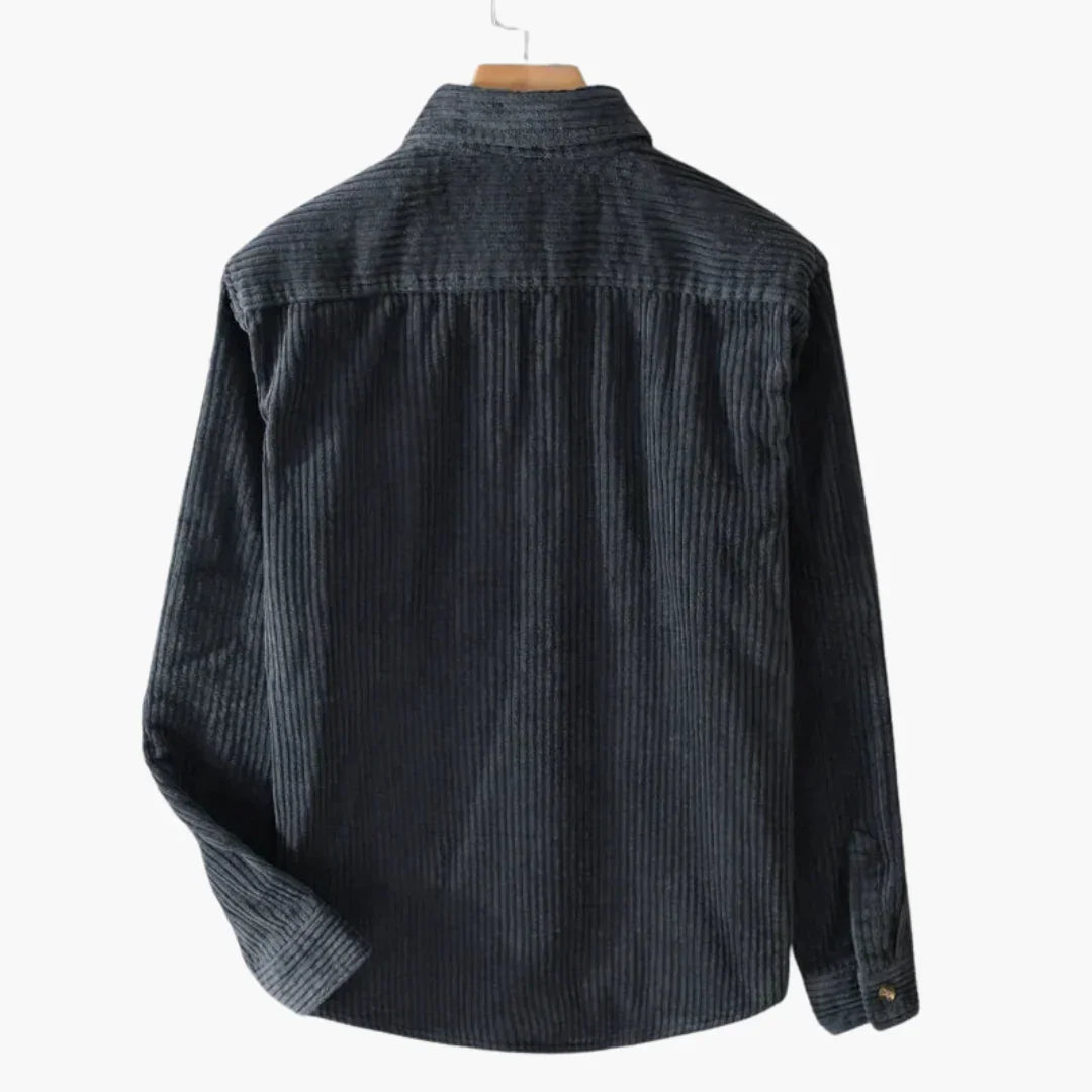 Cord Overshirt for Men - Oversized Long Sleeves and Button Placket