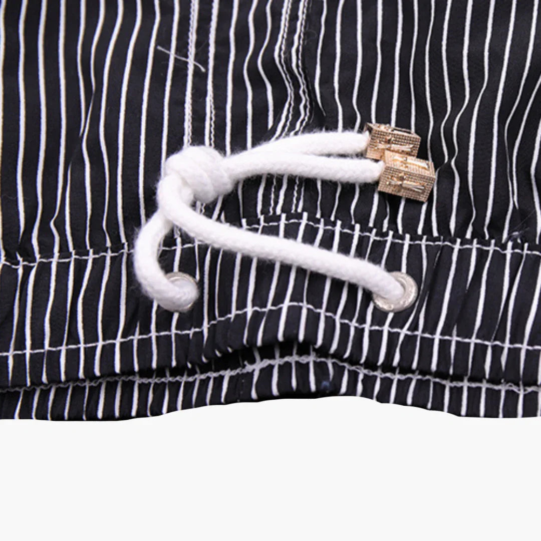 Striped Men's Swim Shorts - with Drawstring and Side Pockets