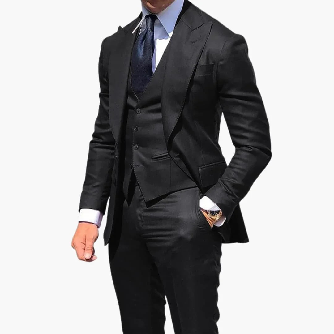 Men's Three-Piece Suit with Vest, Jacket, and Pants