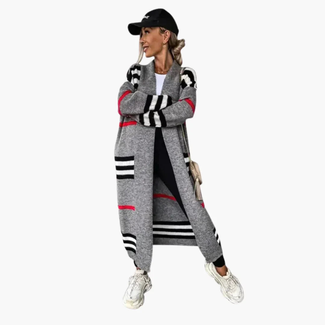 Women's Long Striped Cardigan