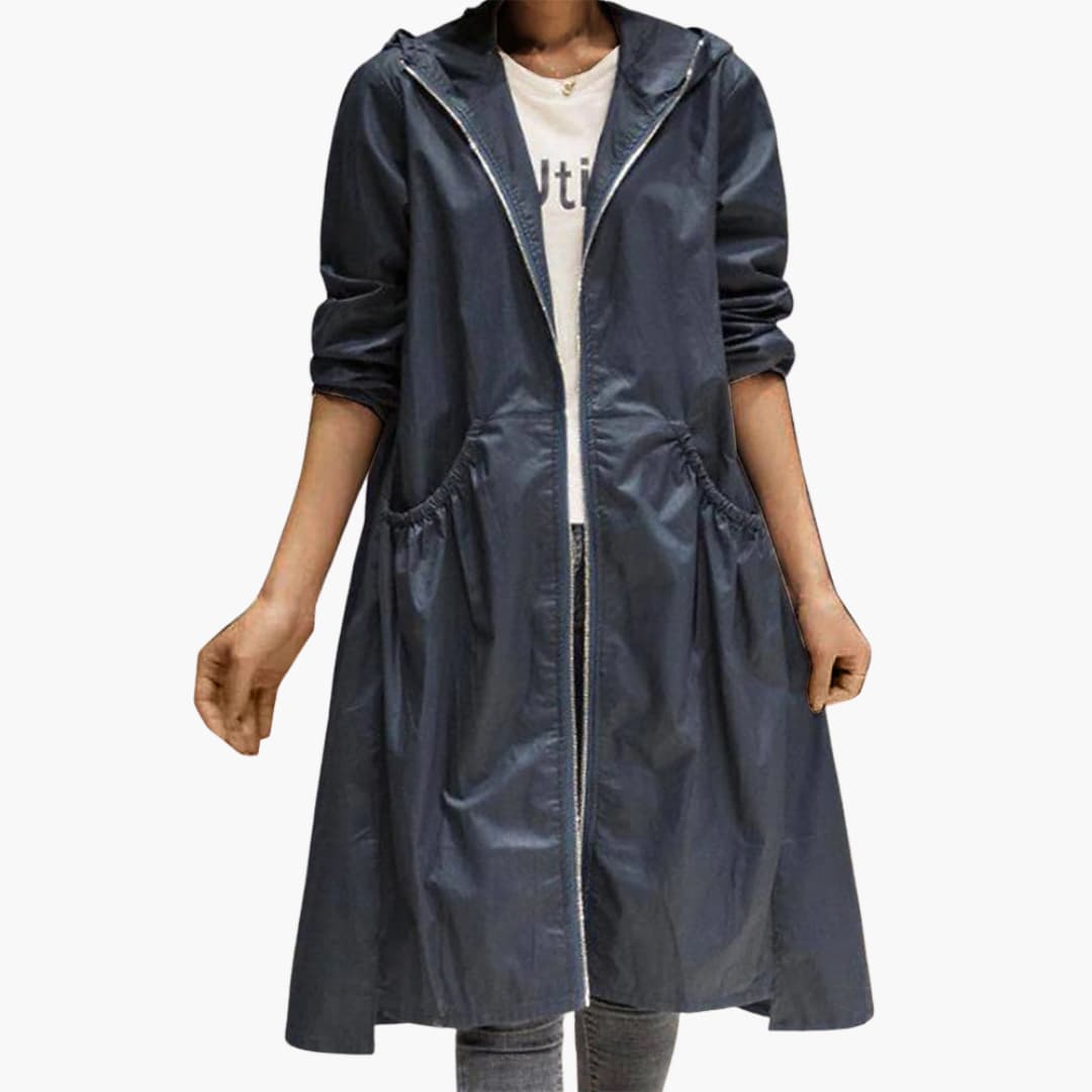 Long Trench Coat with Hood for Women