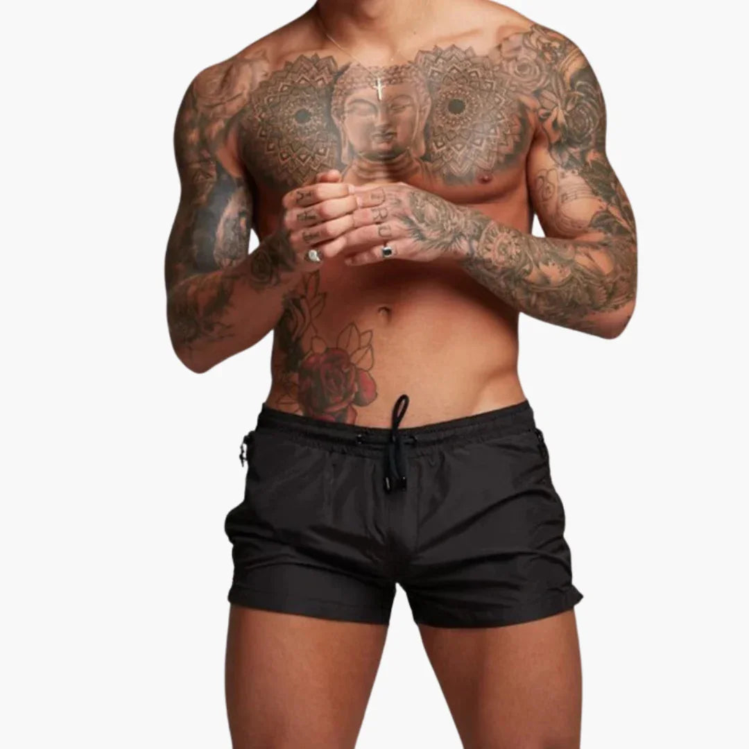 Men's Quick-Dry Shorts with Elastic Waistband and Zipper