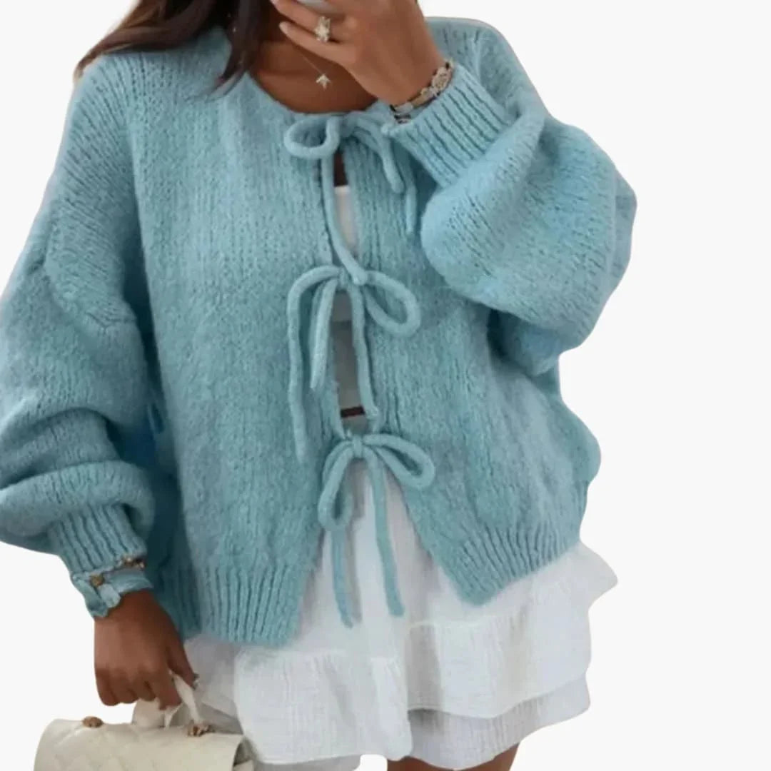 Cardigan with Bow Closure for Women