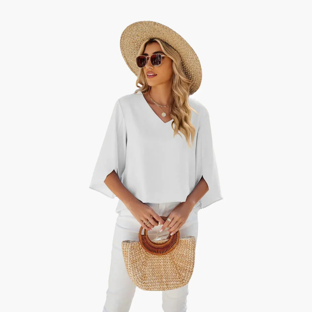 Summer Blouse with V-Neck for Women  Light & Elegant