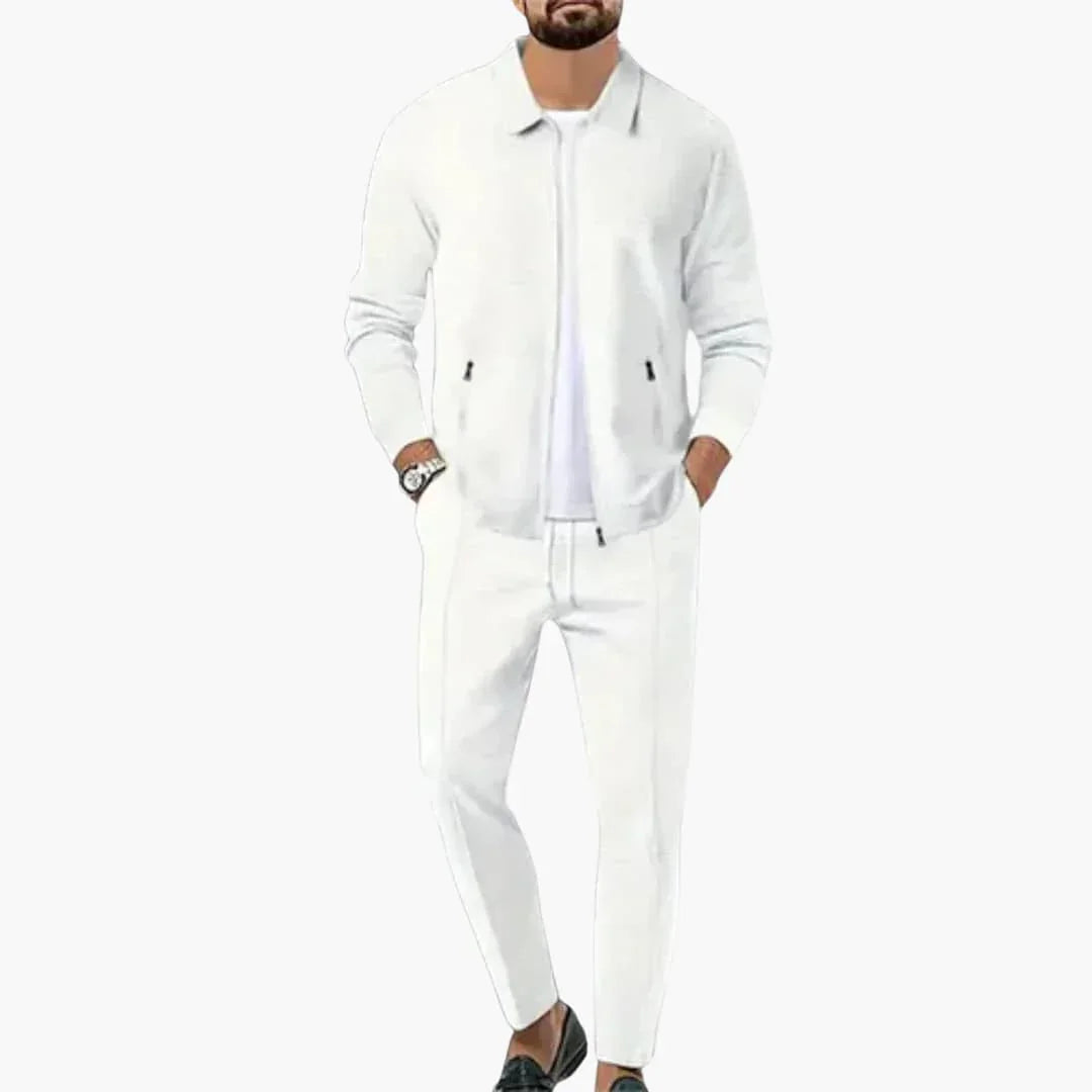 Bavane | Men's Two-Piece Set with Zipper Shirt and Straight-Cut Pants