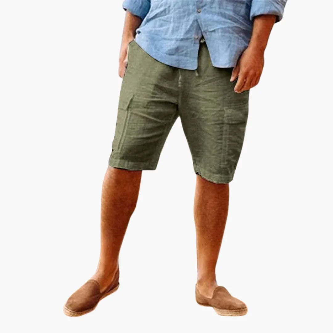 Men's Linen Shorts with Side Pockets for Summer Wear
