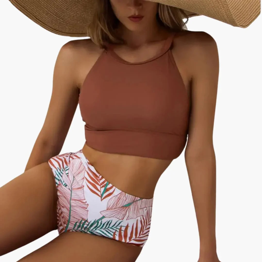 Floral Pattern High-Waist Bikini - Women's Two-Piece for Summer