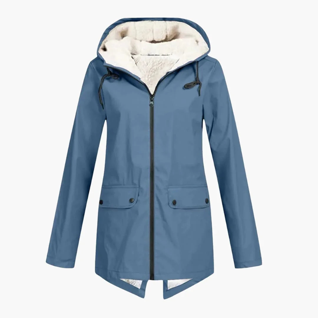 Water-repellent Trench Coat with Hood for Women