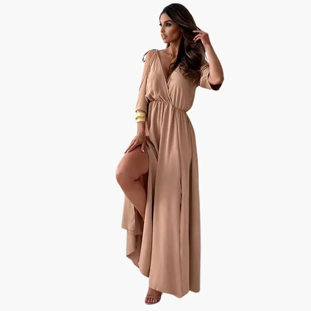 Bavane | Maxi Dress with V-Neck and Slit  Women's Evening Wear