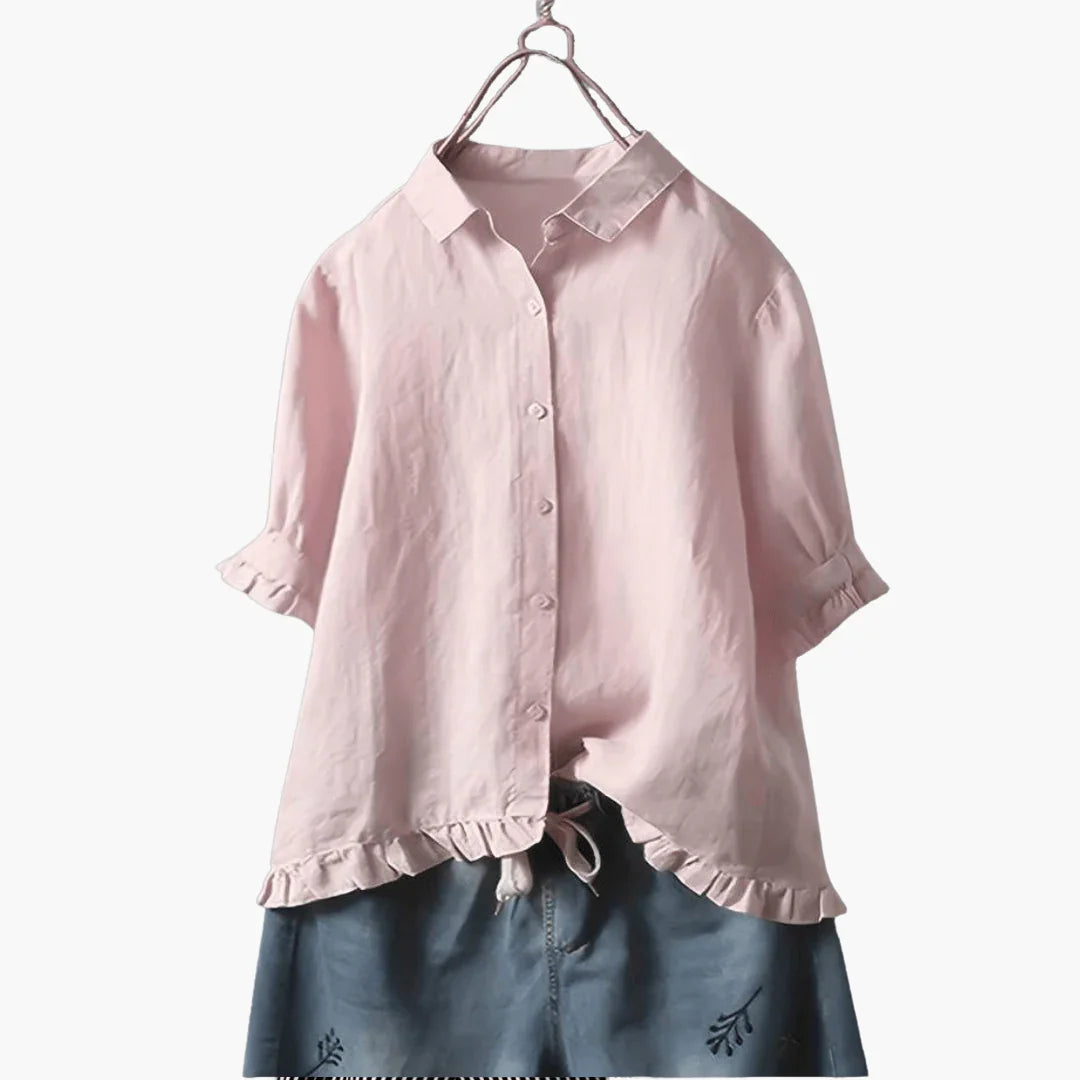 Elegant Blouse for Women - V-Neck & Long Sleeve Design