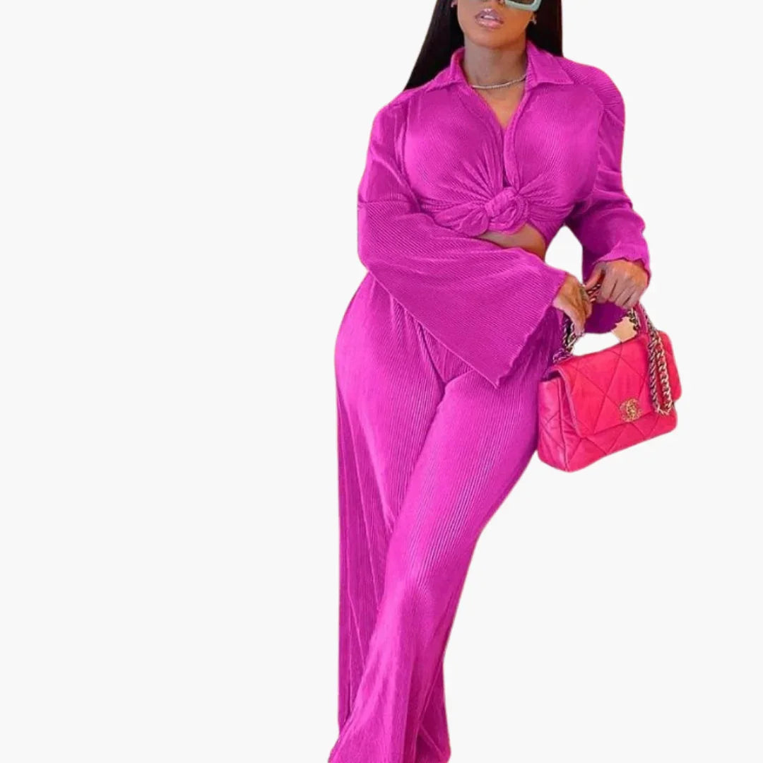 Elegant Two-Piece with Pleats  Women's Summer Outfit
