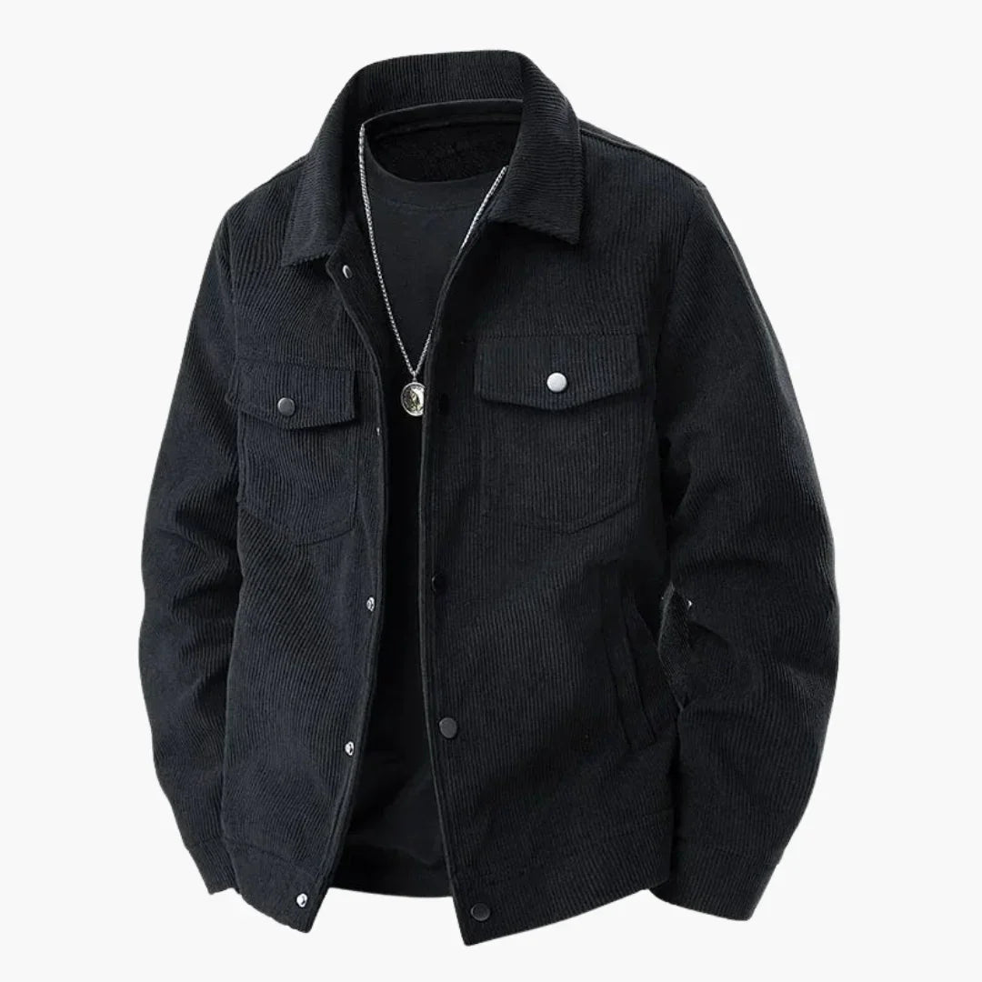 Men's Cord Jacket with Button Closure