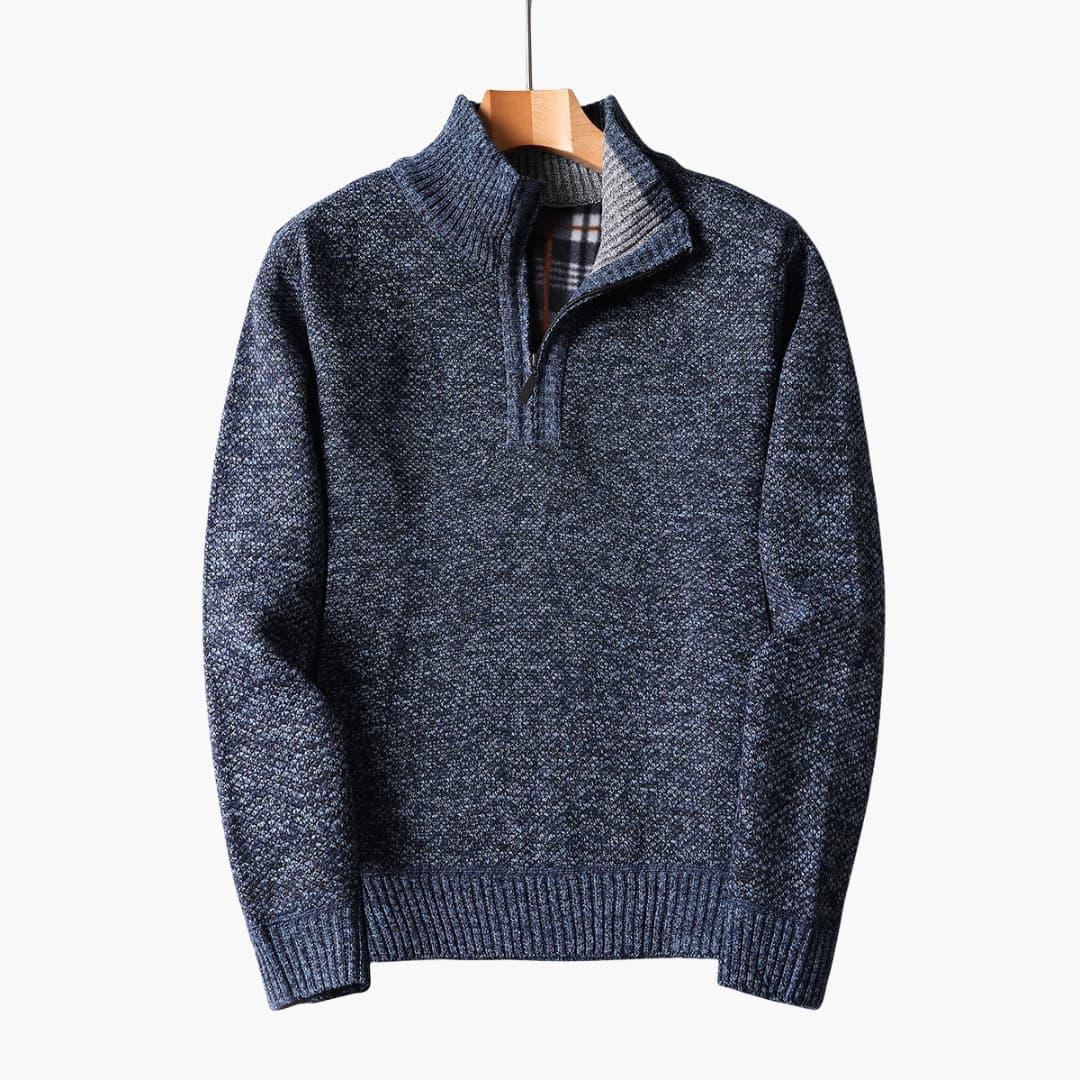 Bavane | Men's sweater with zip at the neckline and ribbed hem
