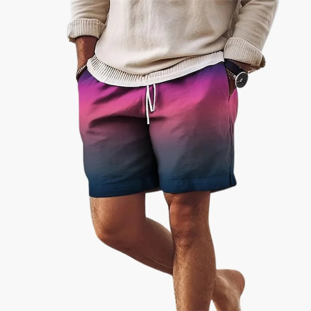 Men's Summer Shorts with Drawstring and Gradient