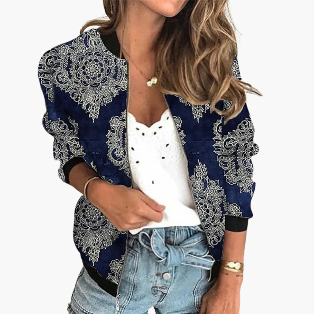 Bomber Jacket for Women - Light & Stylish with Floral Pattern