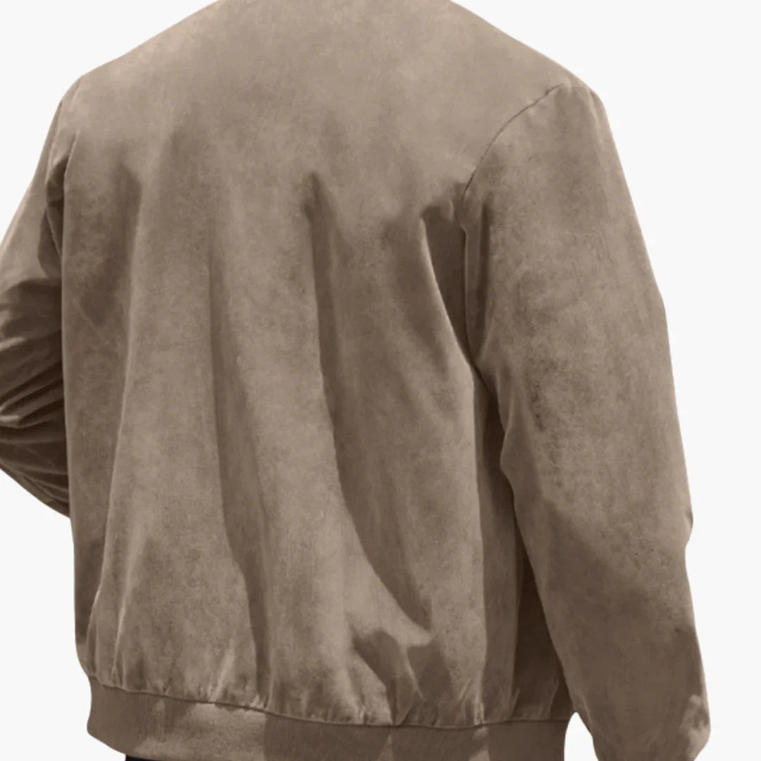Men's Bomber Jacket with Zipper and Side Pockets