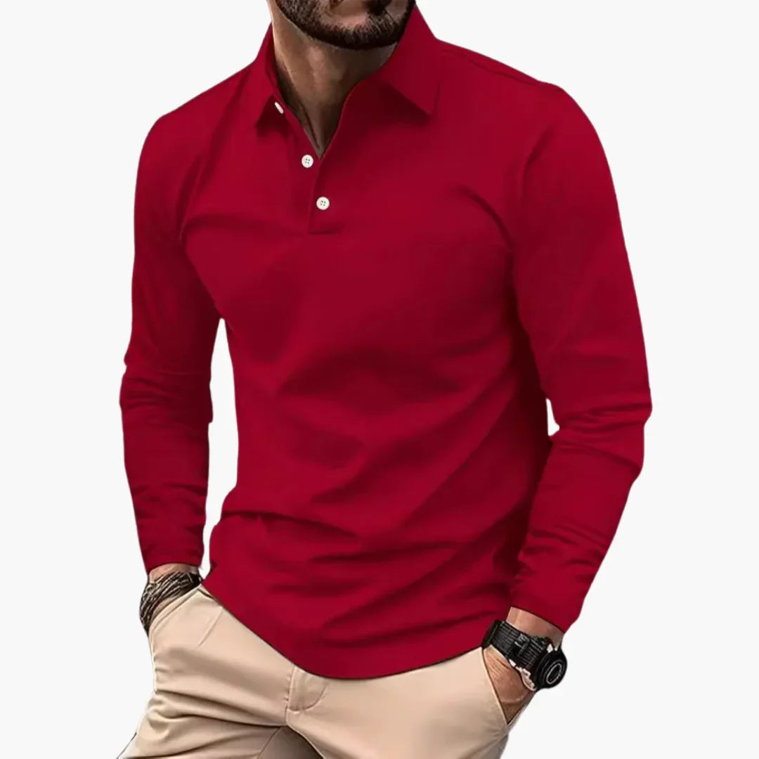 Men's Long Sleeve Polo Shirt  Casual Look