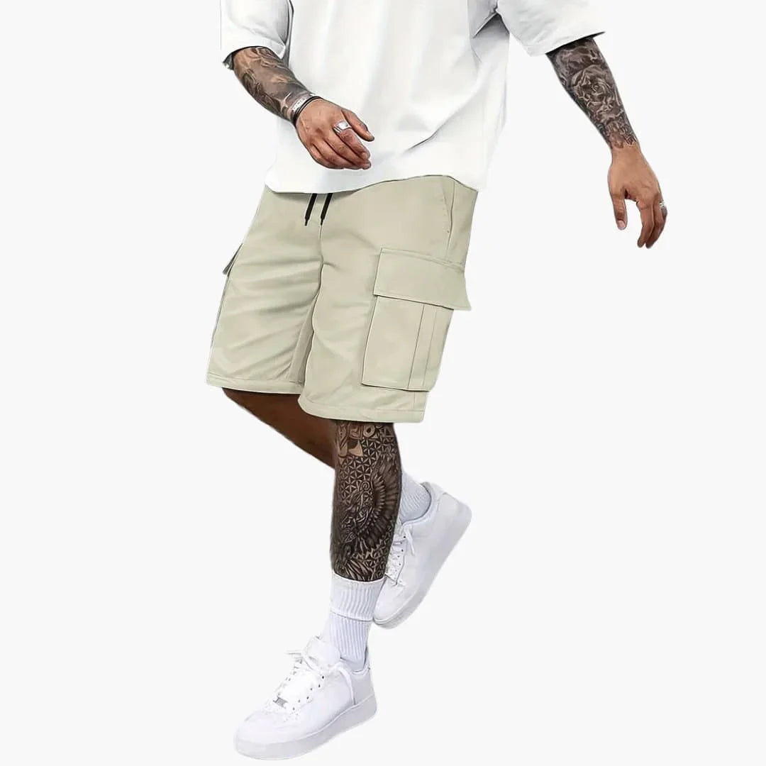 Men's Summer Cargo Shorts with Pockets and Drawstring Waist
