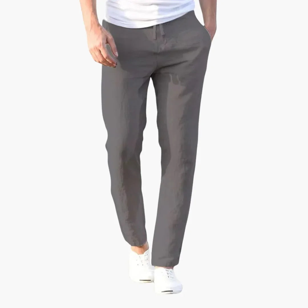 Men's Pants with Drawstring Waistband and Slim Fit