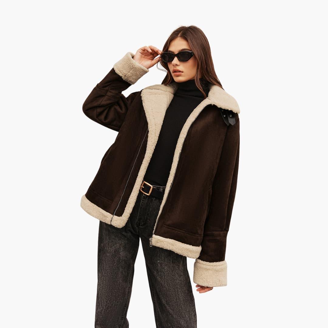 Bavane | Women���s Jacket with Wide Collar and Zipper
