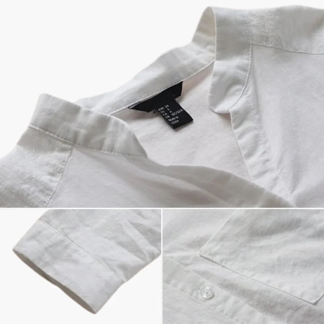Loose-Fitting Blouse for Women - Long Sleeve, Stand-Up Collar & Casual