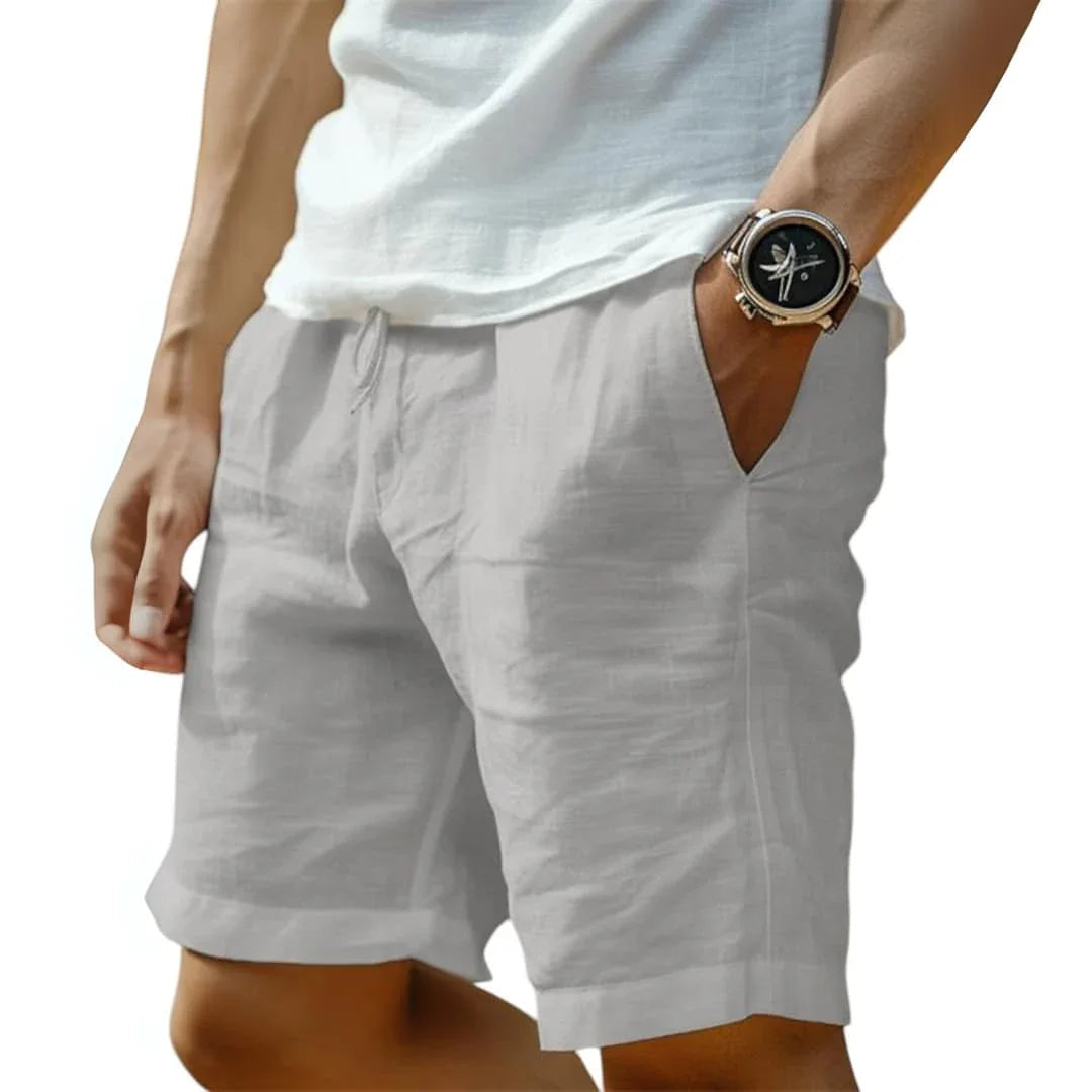Men's Summer Shorts with Elastic Waistband and Drawstring Closure
