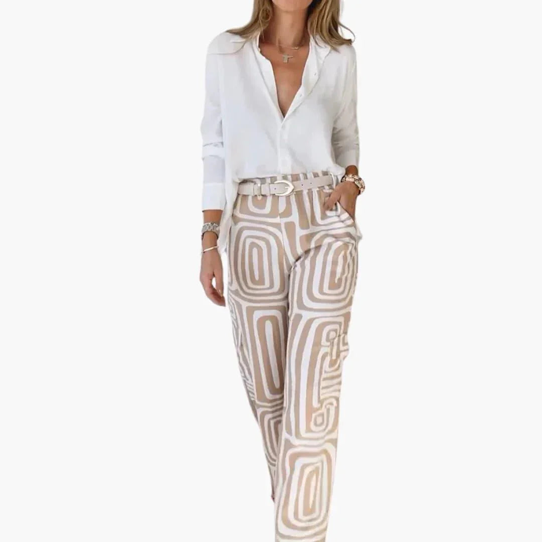 Women's Wide Pants with Geometric Pattern  Fashion Pants