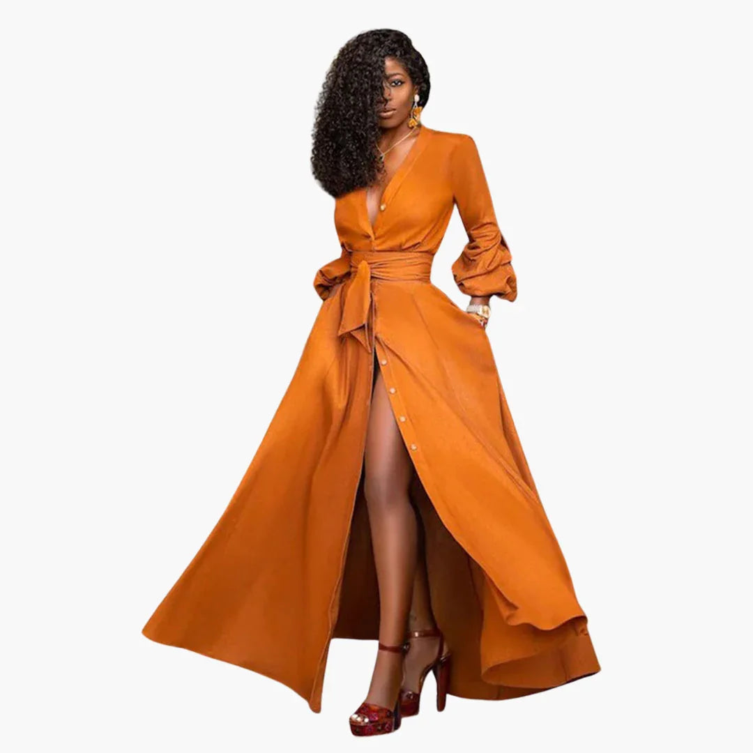 Maxi Dress with Waist Belt for Women  Elegant & Long