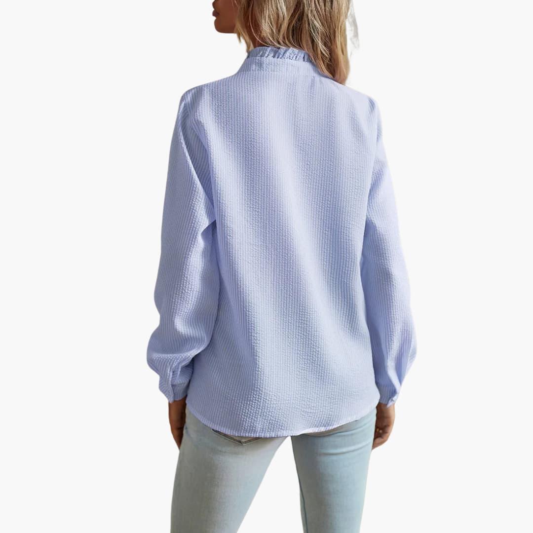 Blouse with Ruffles and Button Placket for Women  Elegant Top
