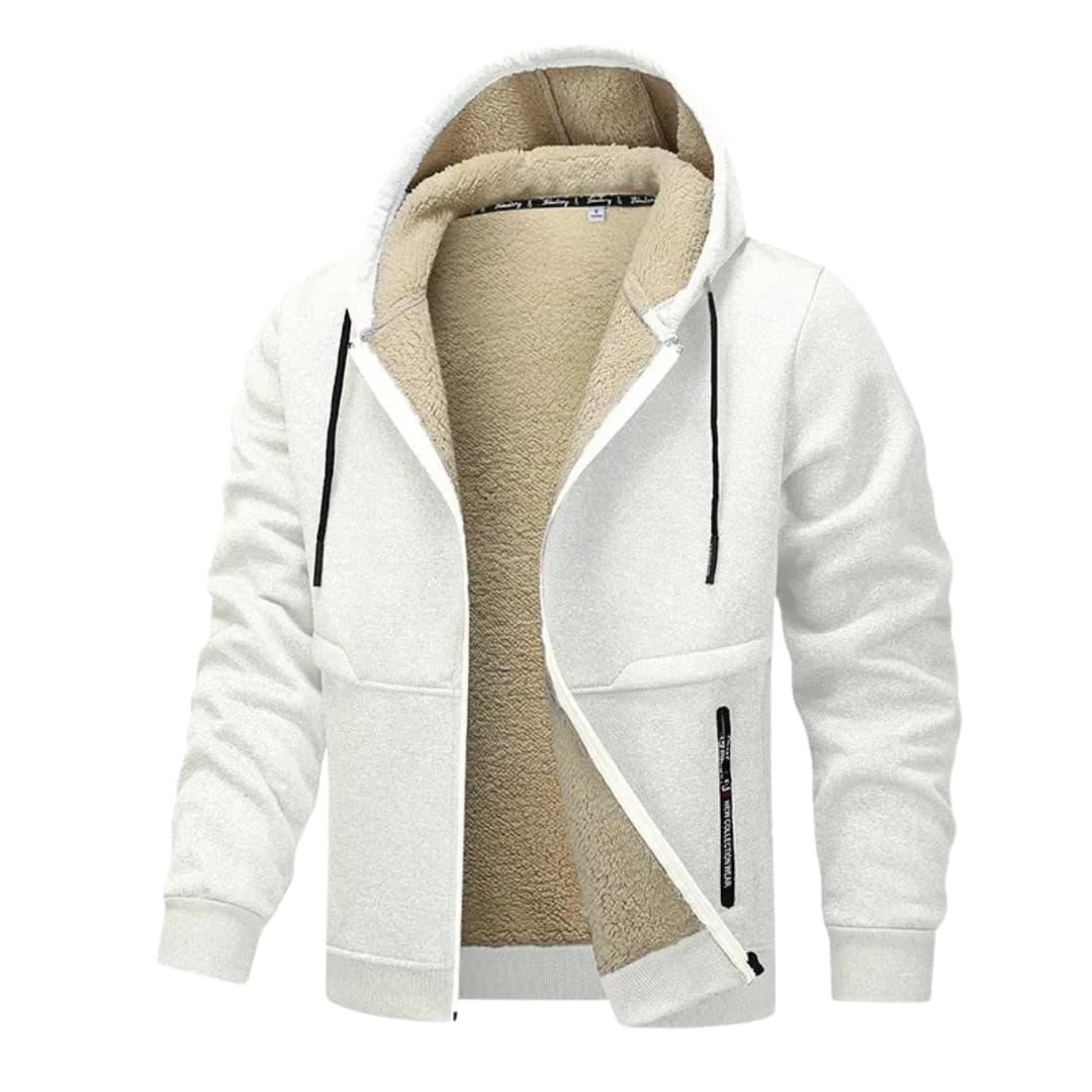 Men's Fleece Jacket with Zipper and Long Sleeves