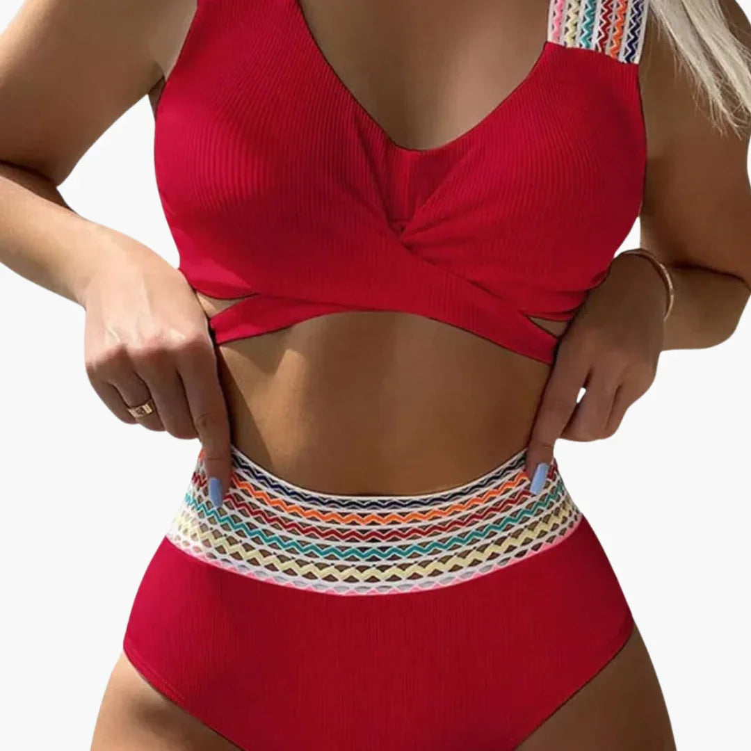 Ribbed High-Waist Bikini - Women's Two-Piece for Summer
