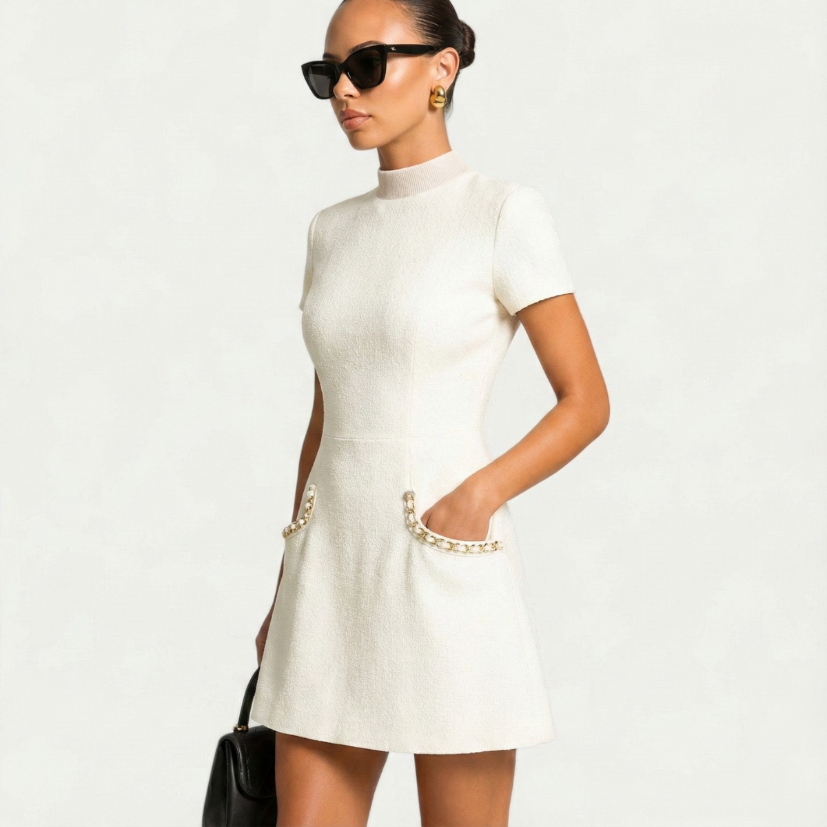 Women's Cocktail Mini Dress | Pearl Trim Pocket