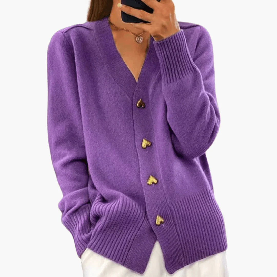 Cardigan for Women  Elegant Cardigan with Heart Buttons