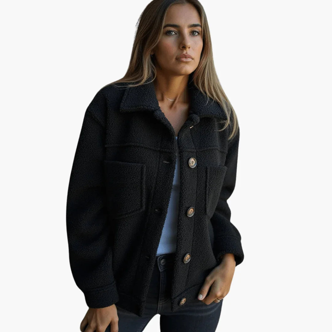 Women's Fleece Jacket with Buttons  Cozy & Warm