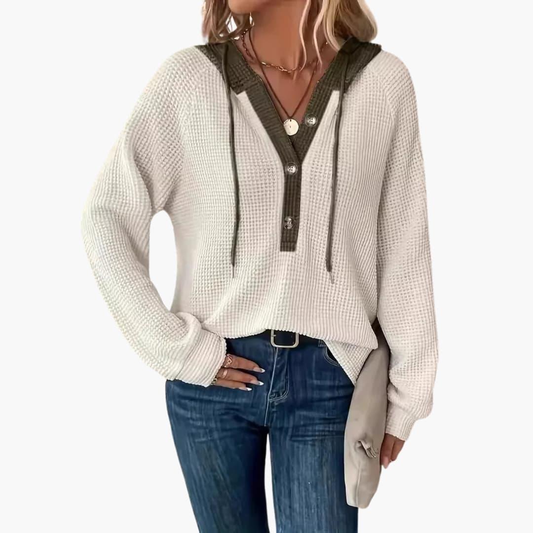 Women's Hoodie with Contrast Hood and Ribbed Cuffs